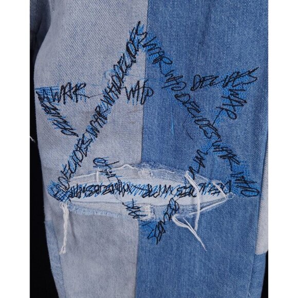 Who Decides War by MRDR BRVDO Unified Embroidered Jeans 30 Mens Blue $675 - Picture 5 of 16